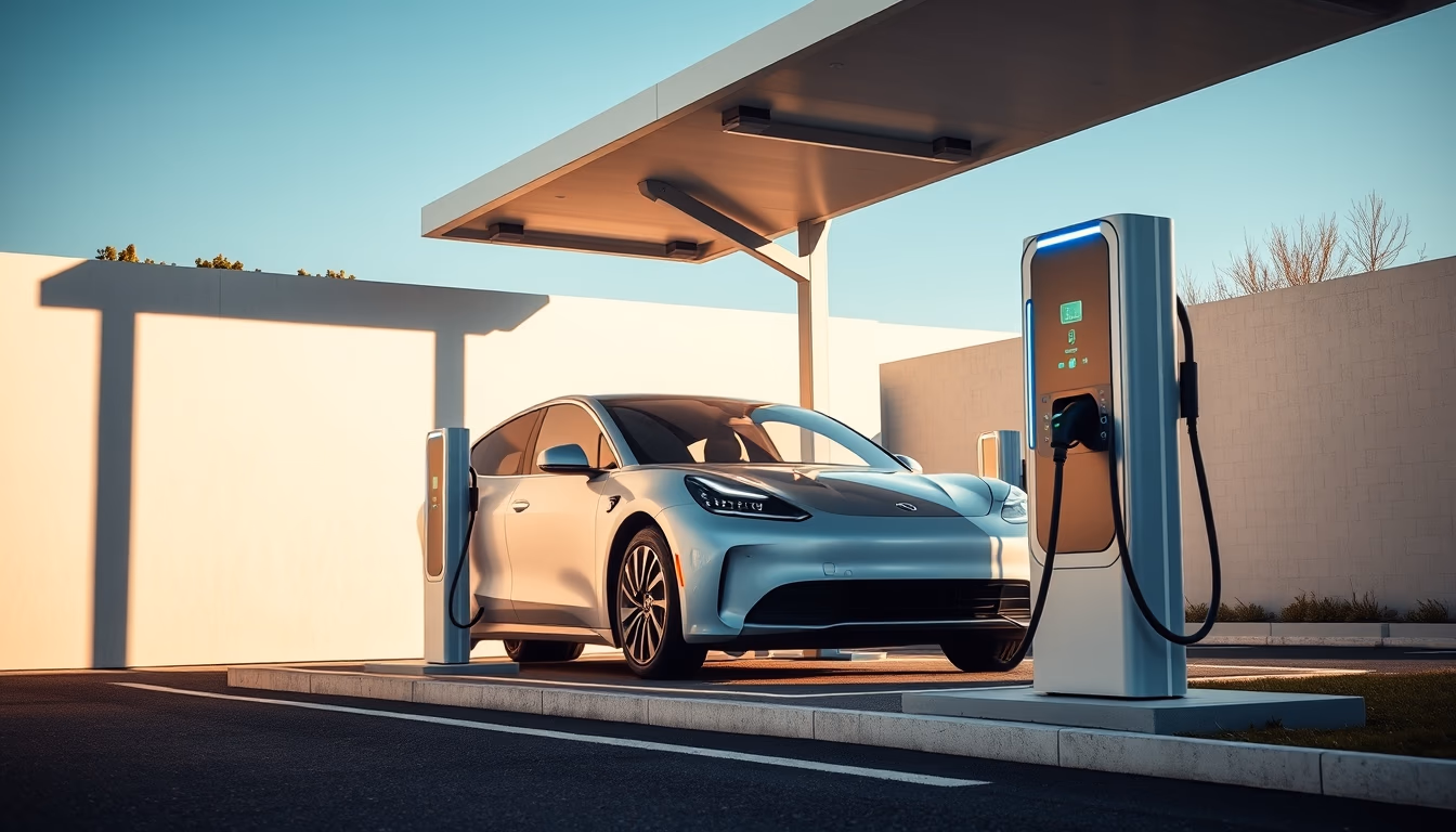 electric vehicle charging station in editorial style