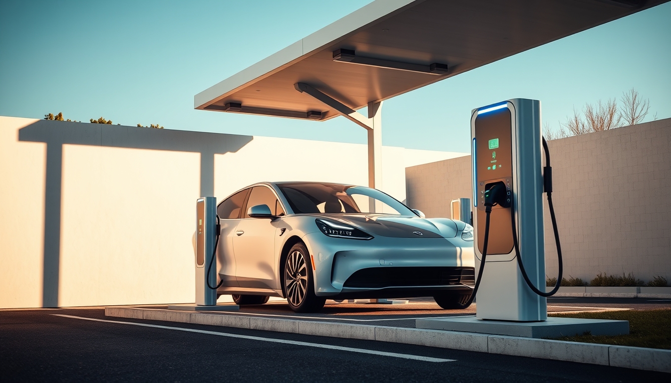 electric vehicle charging station in editorial style