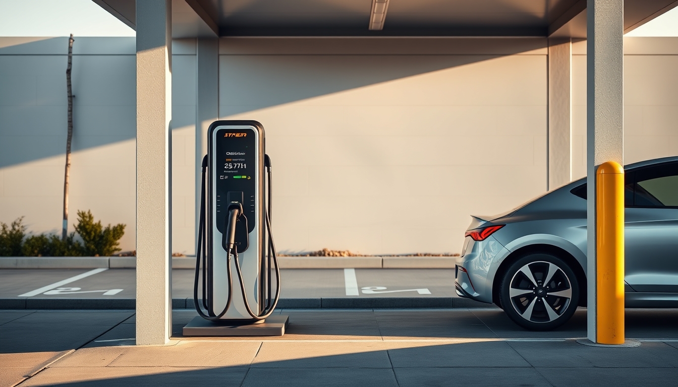 electric vehicle charging station in editorial style