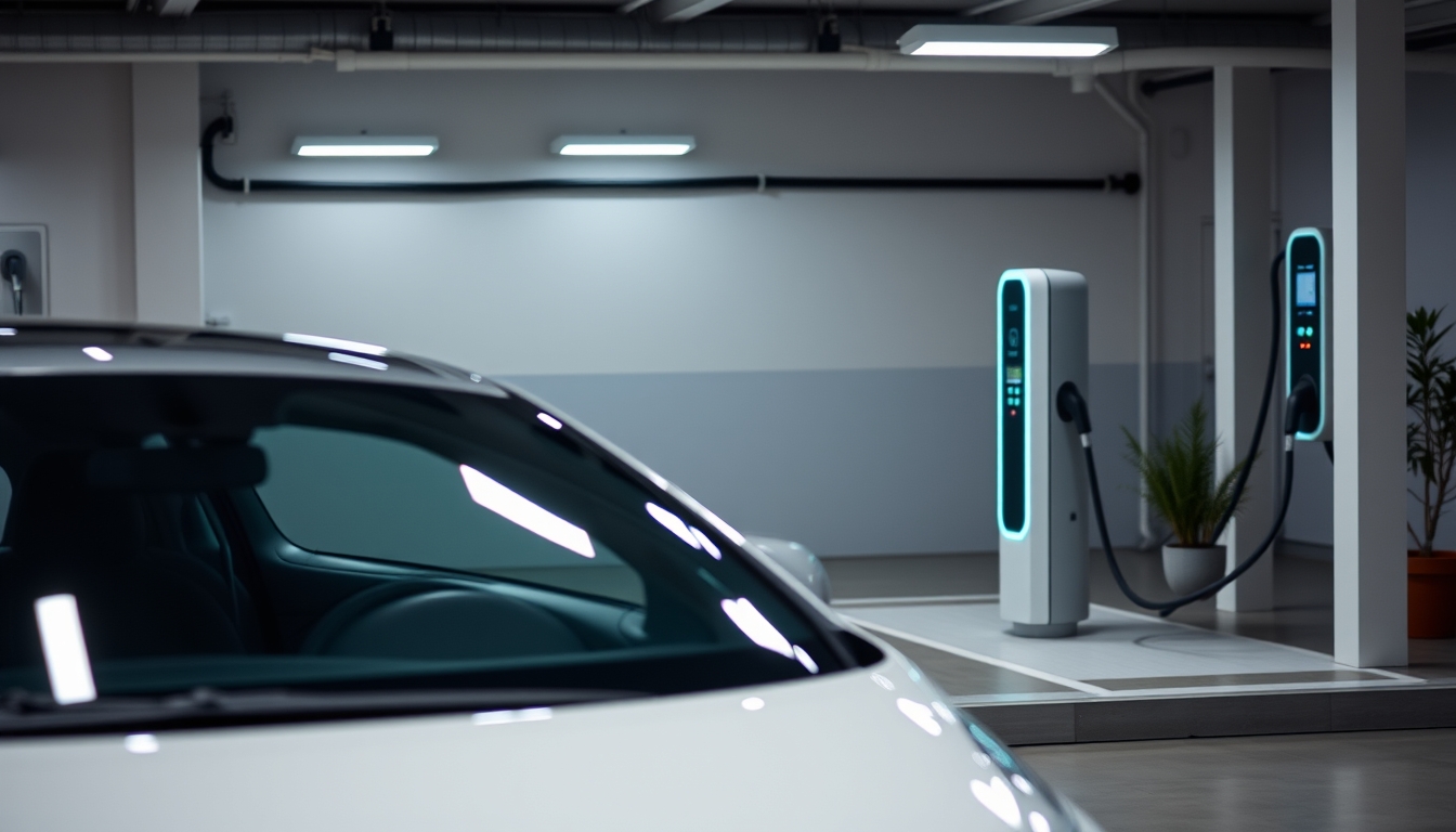 electric vehicle charging station in editorial style