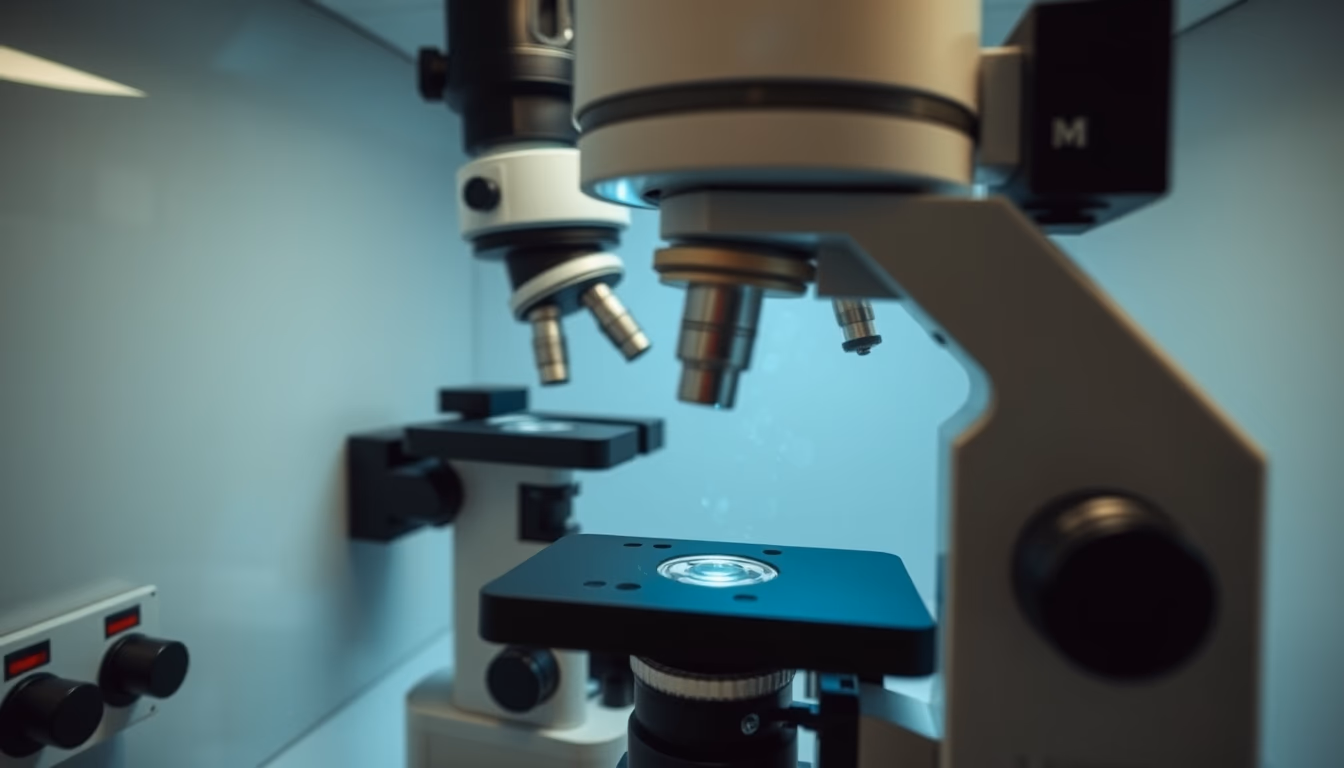 electron microscope chamber in editorial style