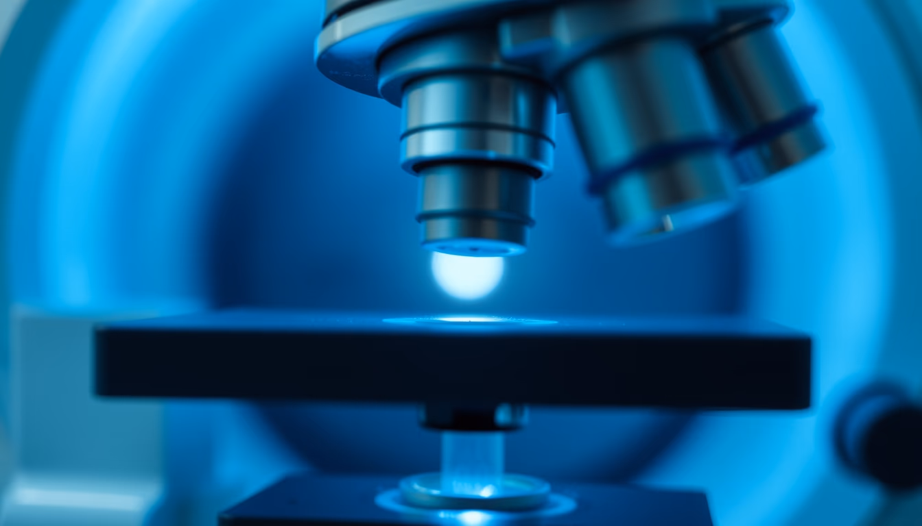 electron microscope chamber in editorial style