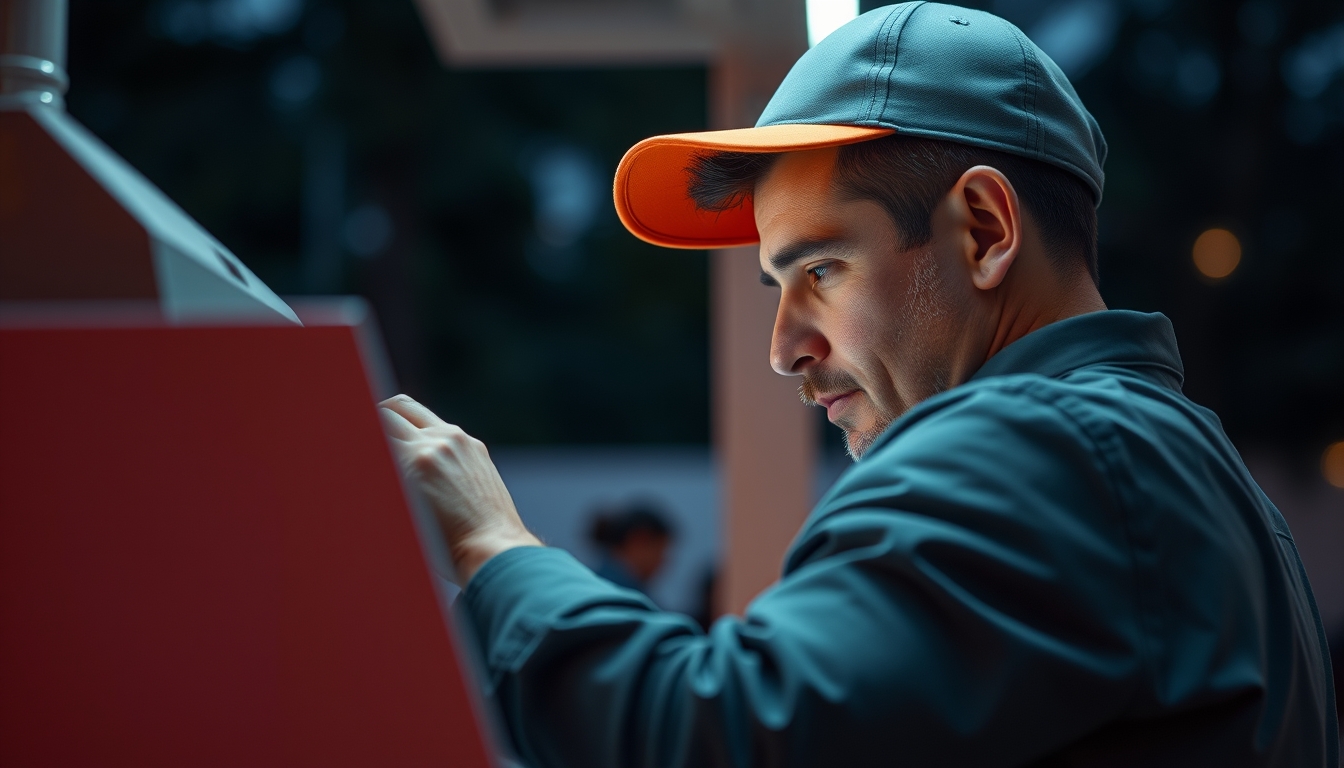 Electronic vote machine technician configuring Brazilian urna eletrônica em estilo editorial