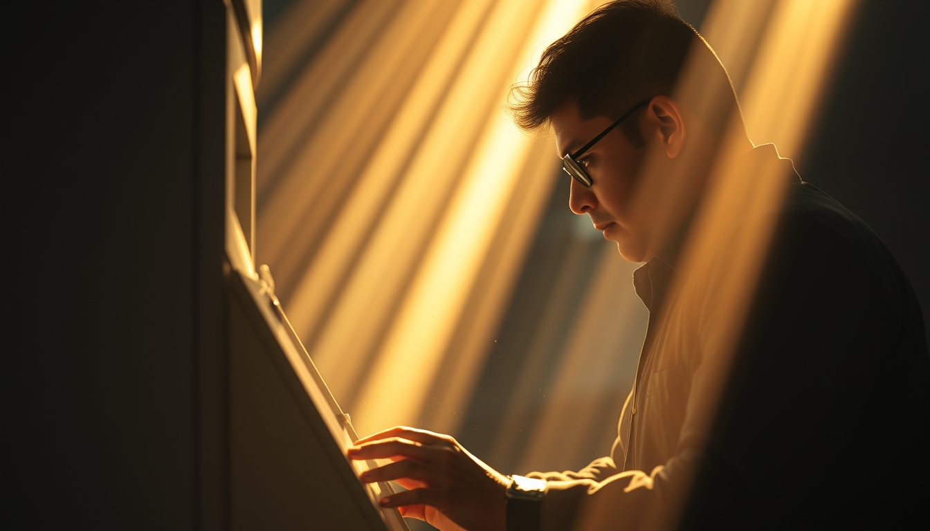 Electronic vote machine technician configuring Brazilian urna eletrônica em estilo editorial