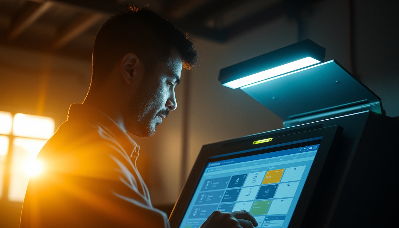 Electronic vote machine technician configuring Brazilian urna eletrônica em estilo editorial