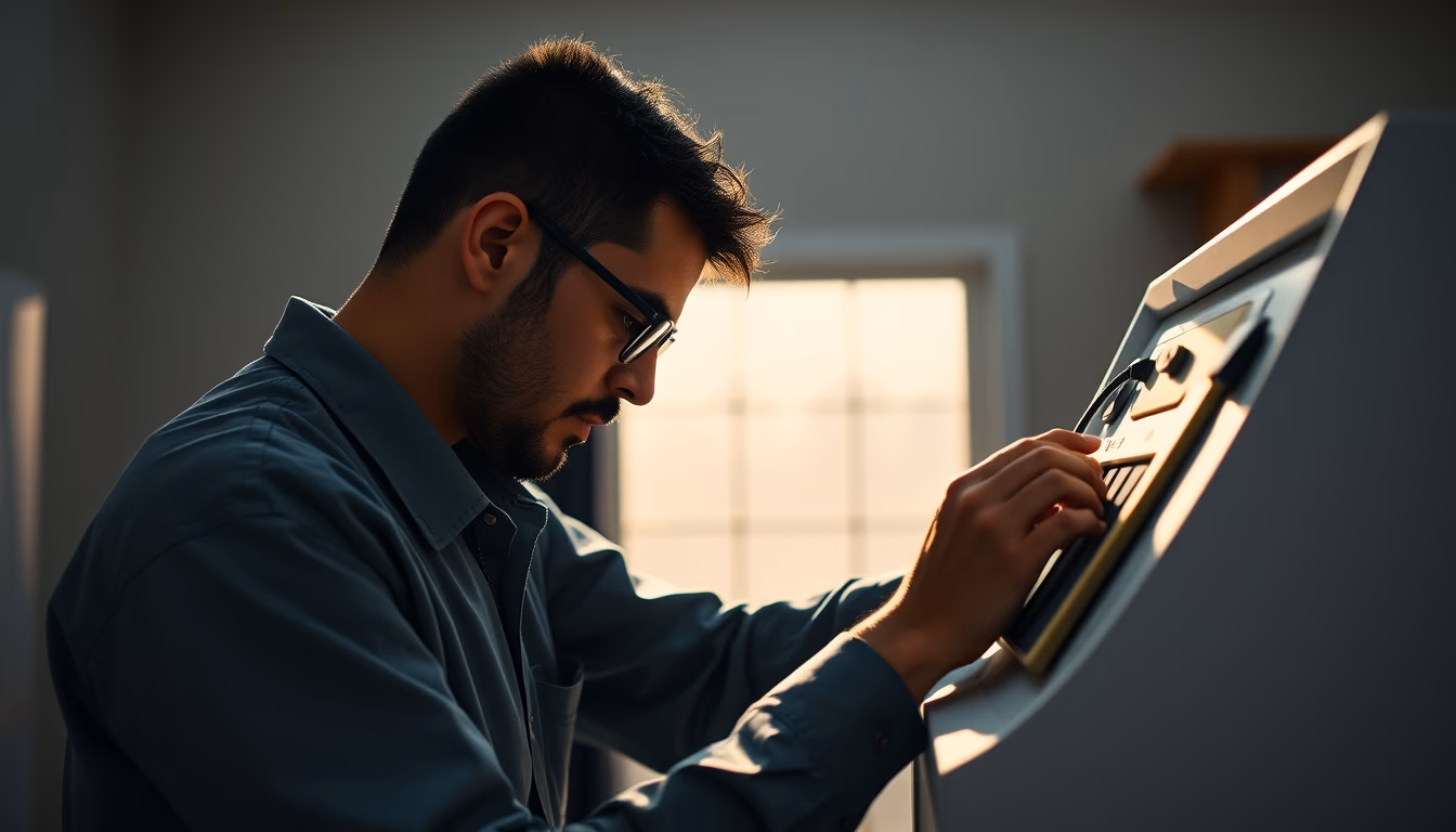 electronic vote machine technician configuring Brazilian voting machine in editorial style