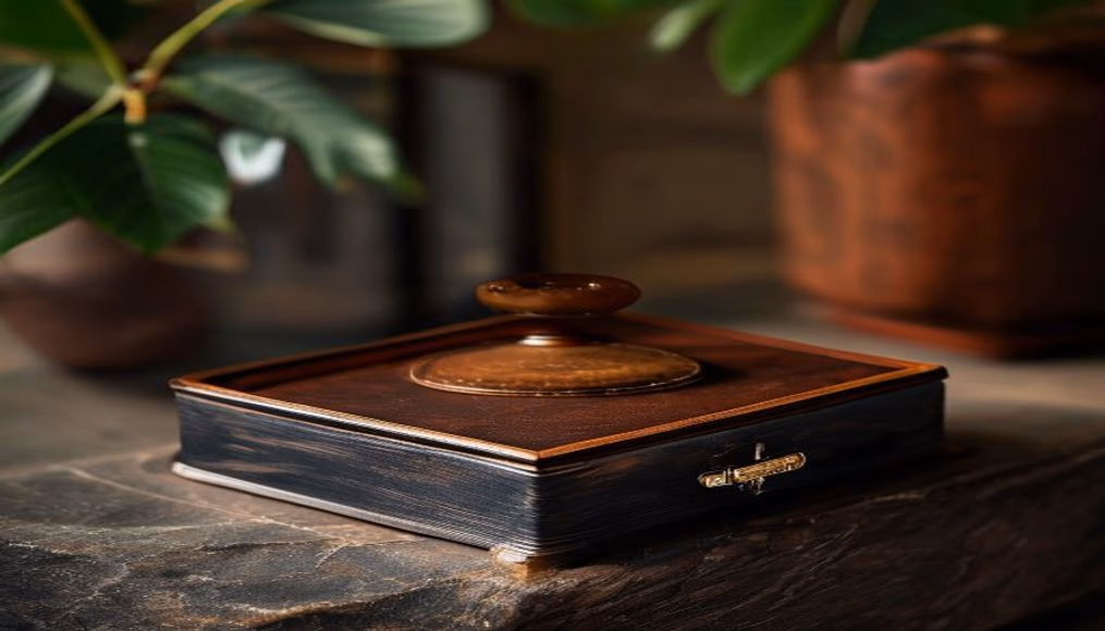 Elie bleu macassar humidor lacquered em fotografia editorial de luxo