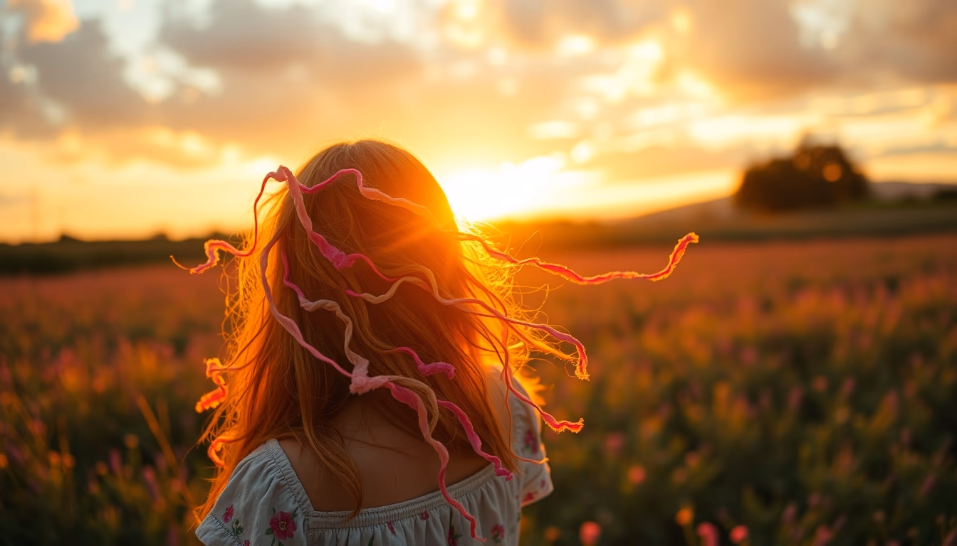 embroidery floss rainbow in editorial style