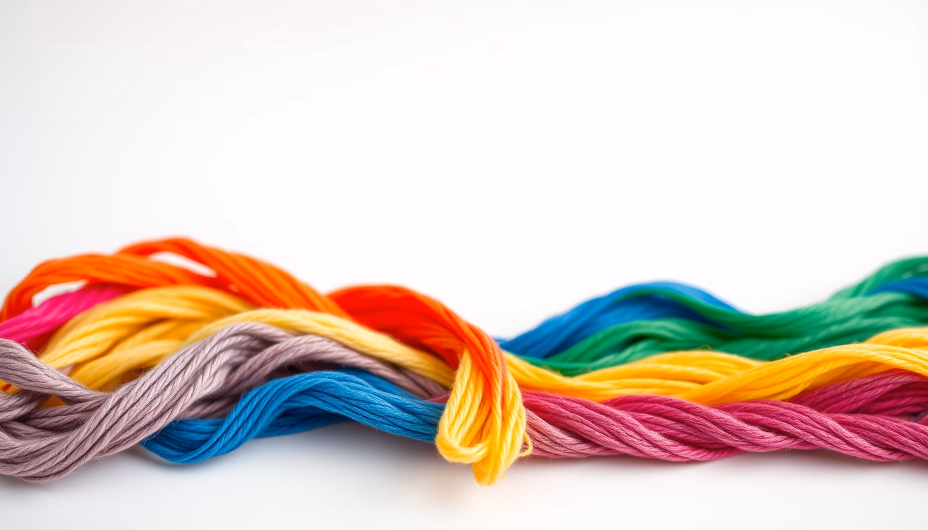 embroidery floss rainbow in editorial style