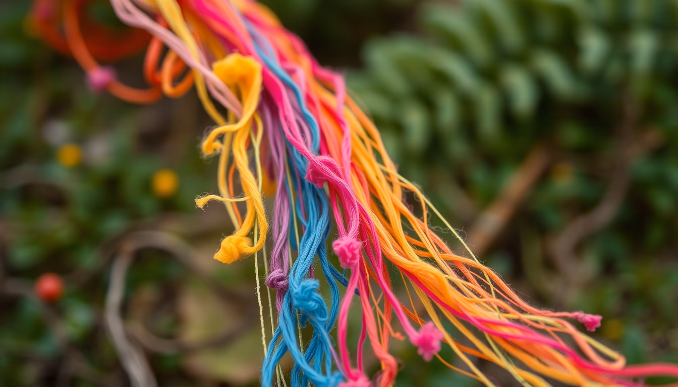 embroidery floss rainbow in editorial style