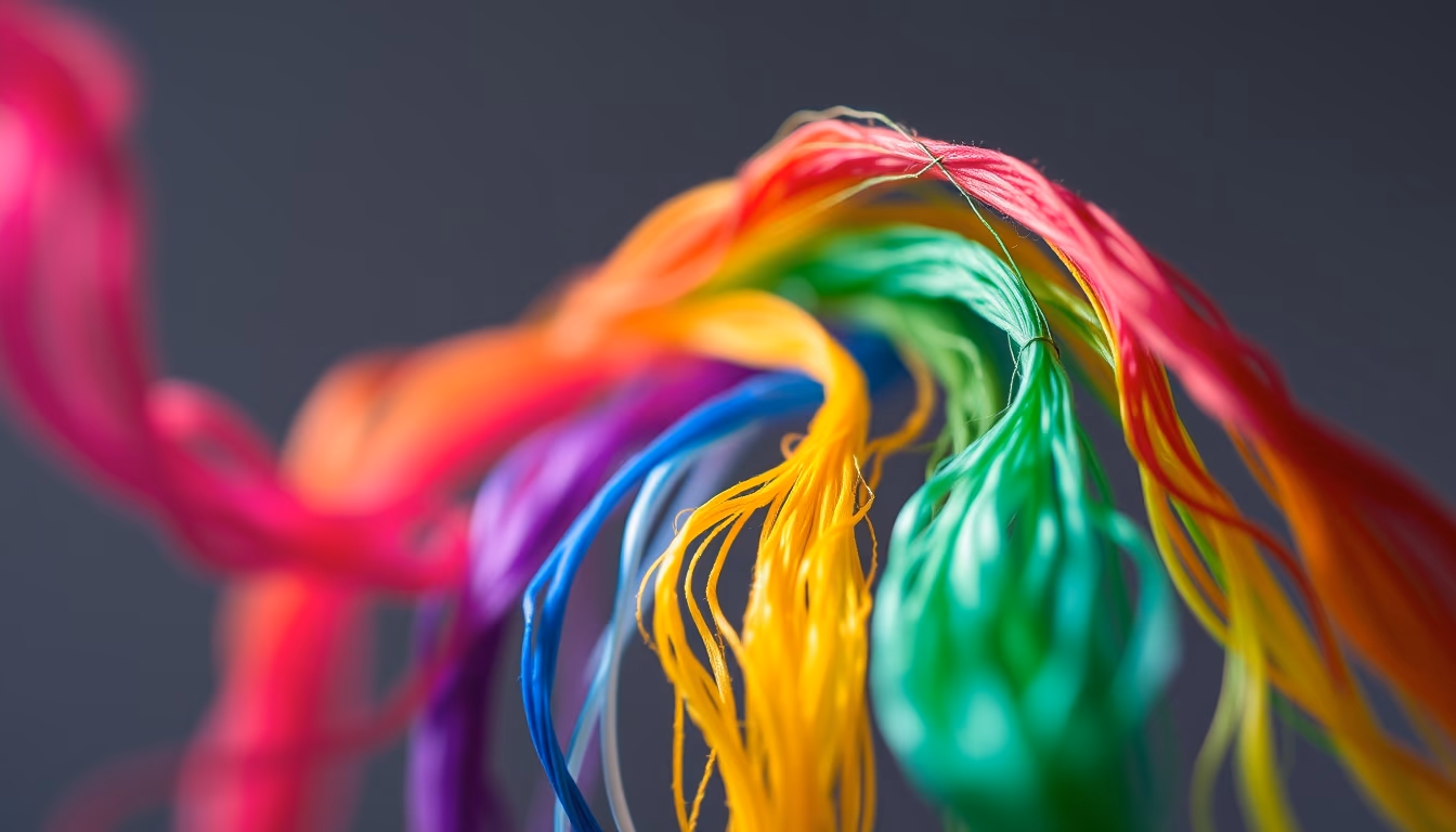 embroidery floss rainbow in editorial style