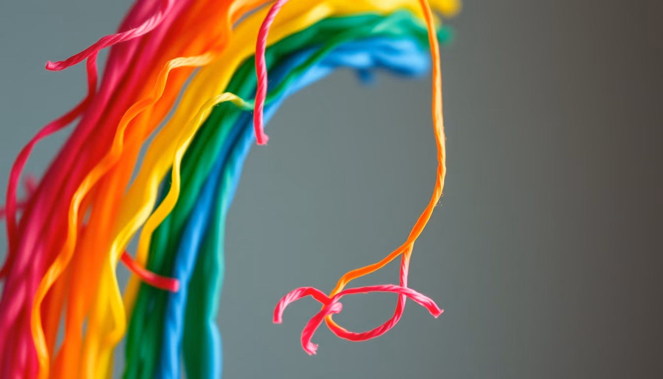 embroidery floss rainbow in editorial style
