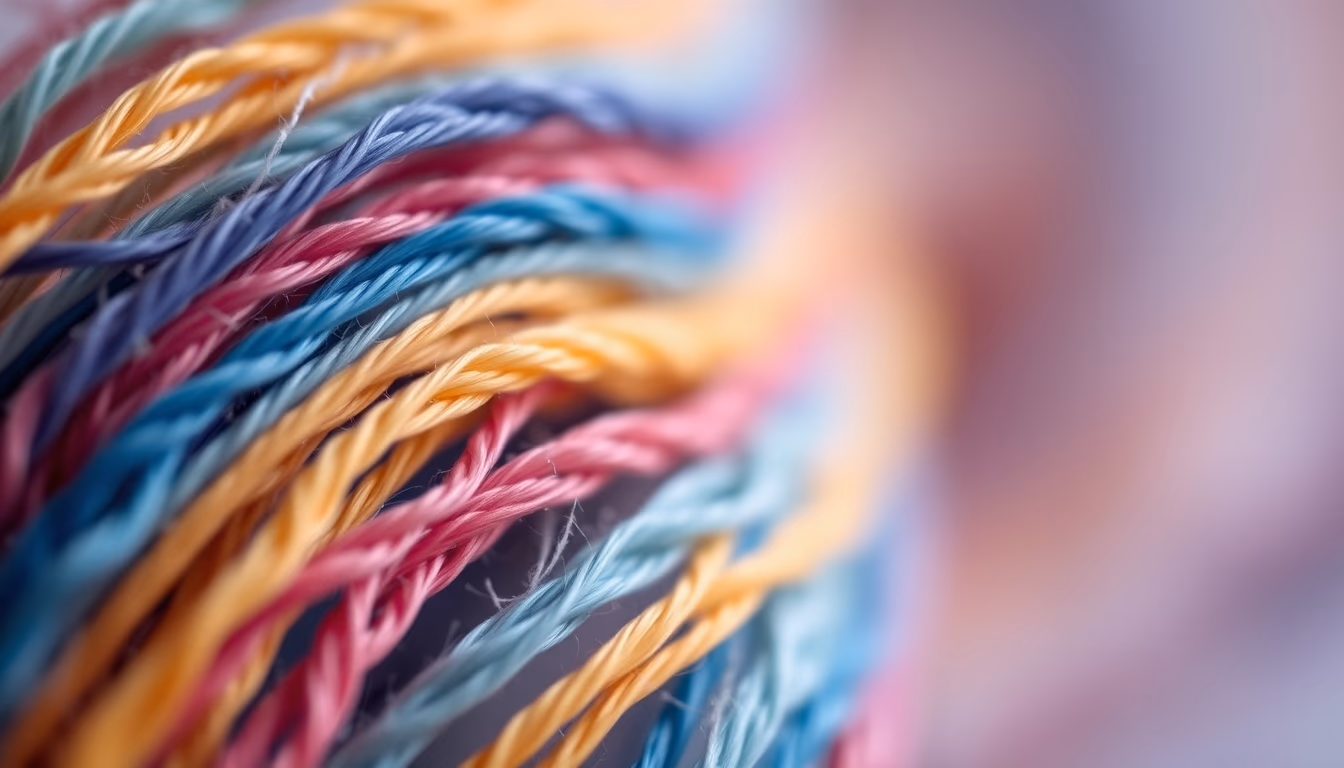 embroidery floss rainbow in editorial style