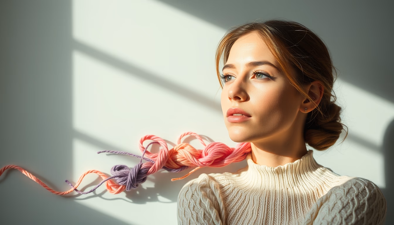 embroidery floss rainbow in editorial style