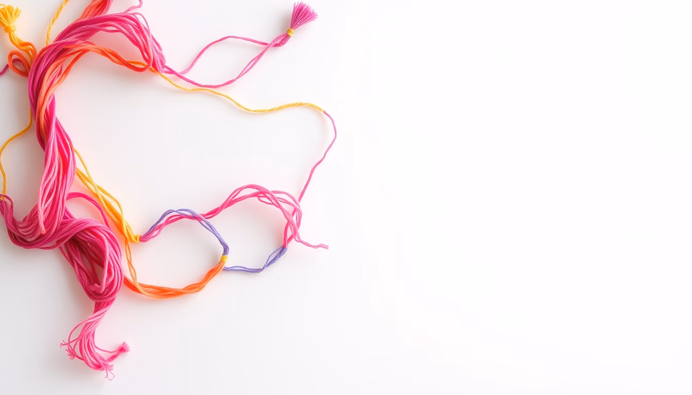 embroidery floss rainbow in editorial style