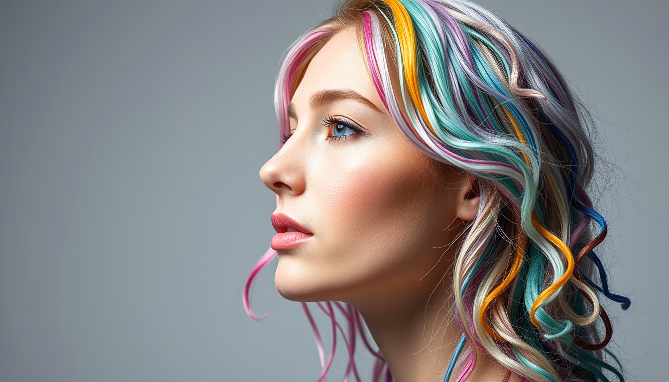 embroidery floss rainbow in editorial style