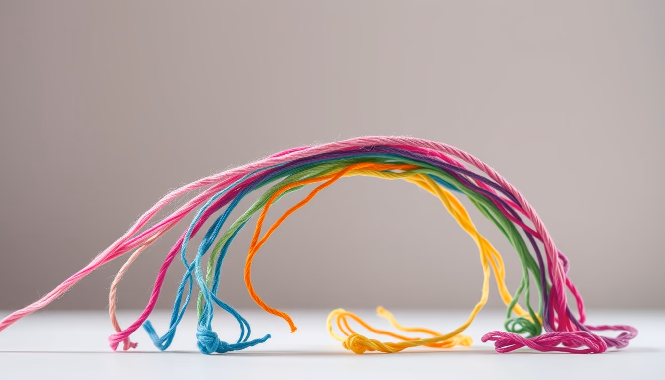 embroidery floss rainbow in editorial style