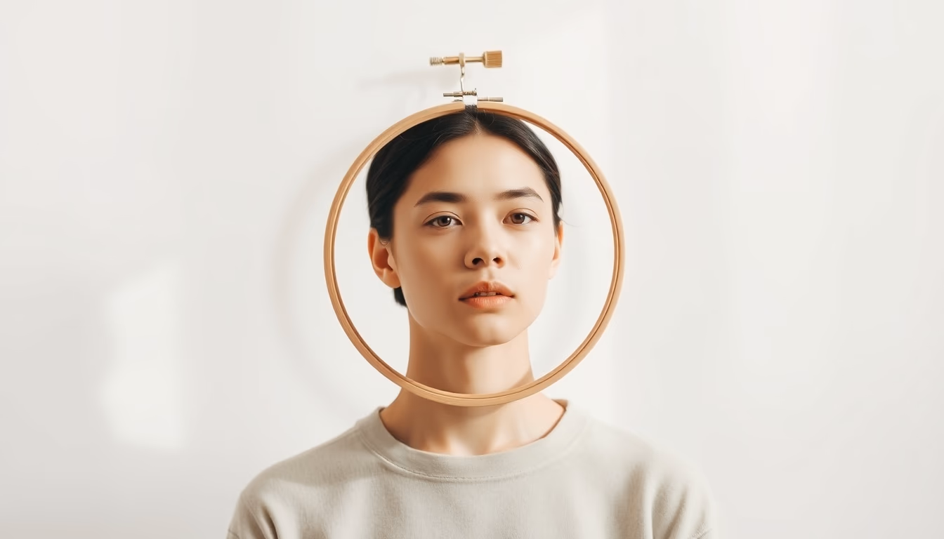 embroidery hoop pattern in editorial style