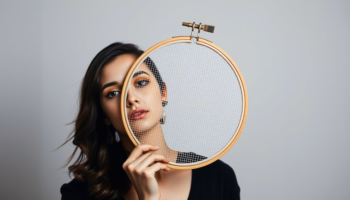 embroidery hoop pattern in editorial style