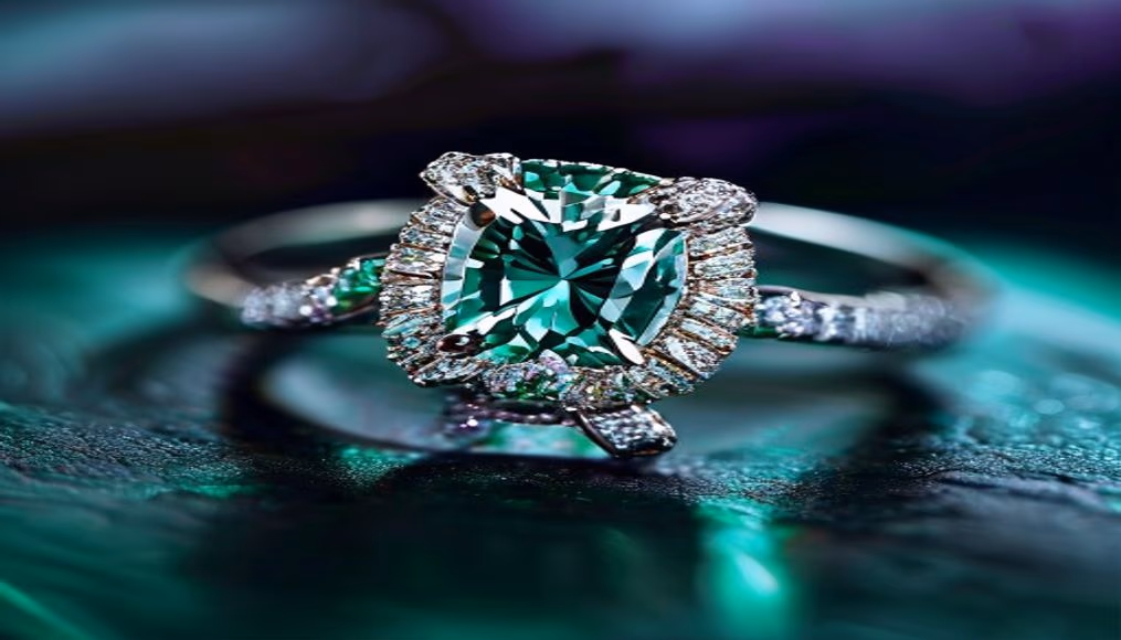 Emerald cut diamond ring tiffany style em fotografia editorial de luxo