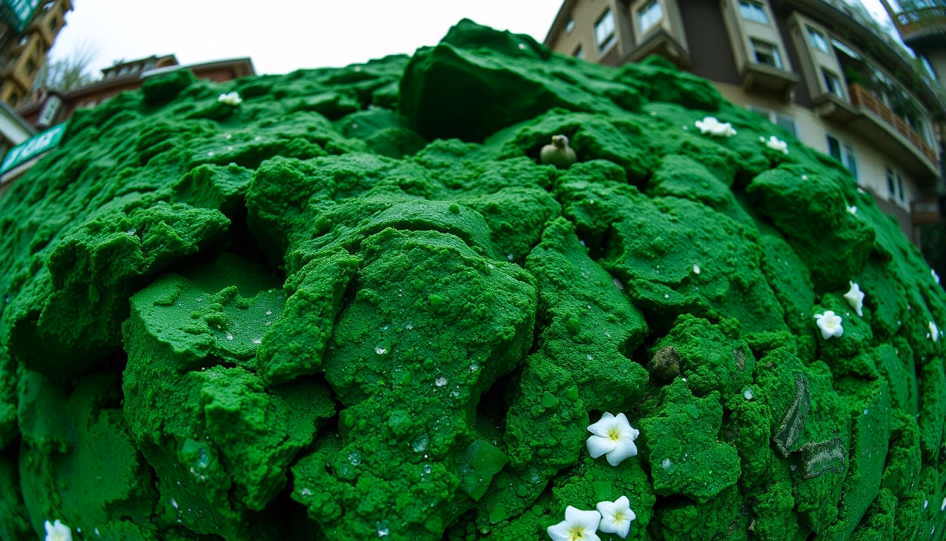 emerald rough green in editorial style