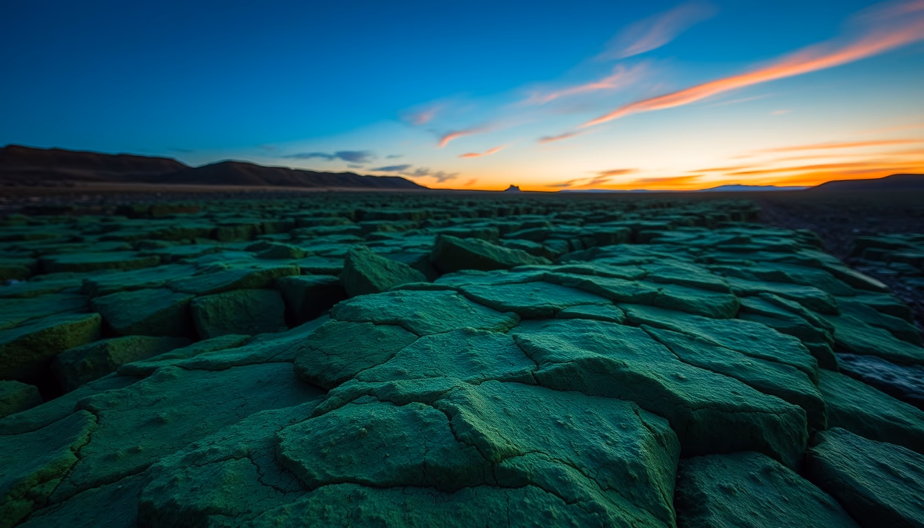 emerald rough green in editorial style