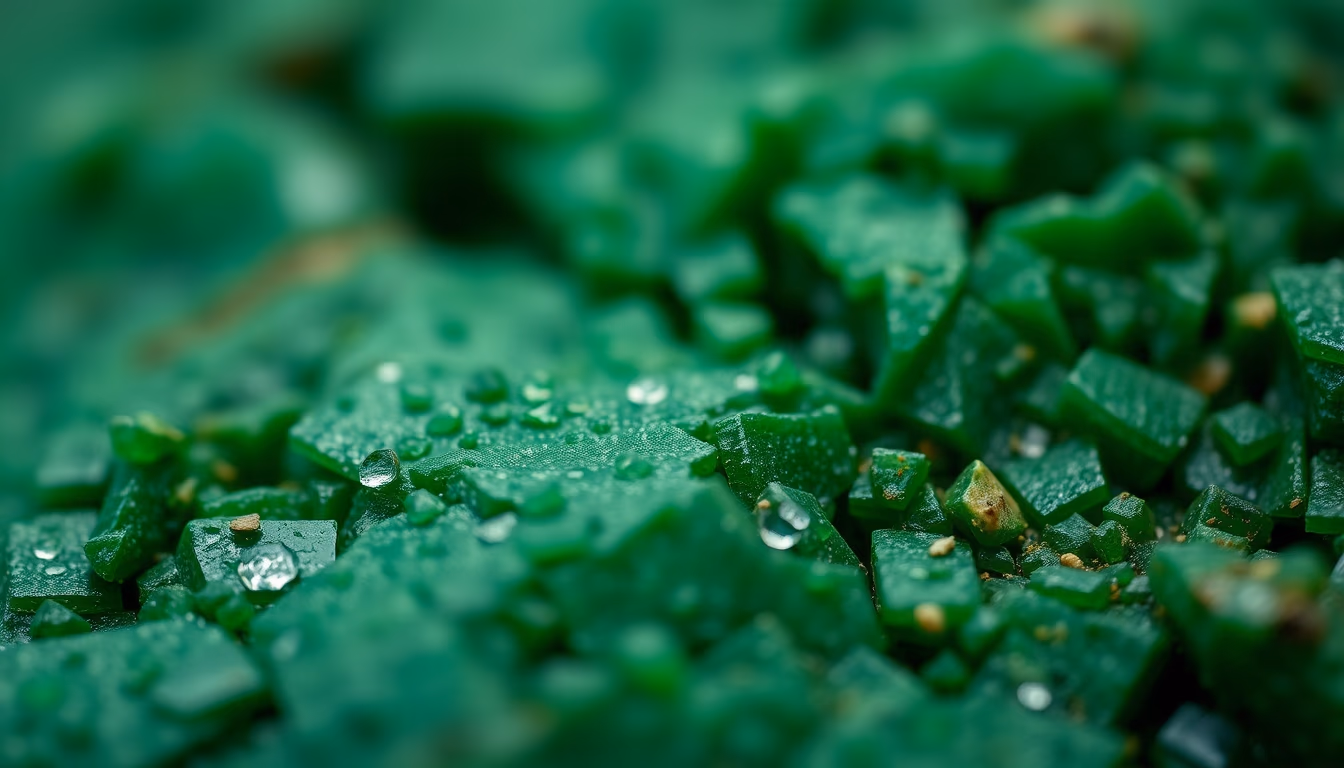 emerald rough green in editorial style