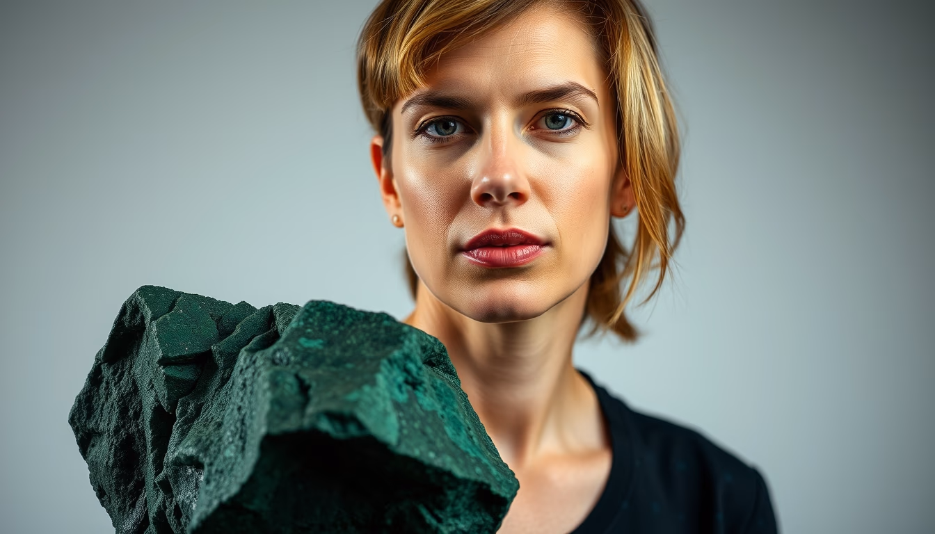 emerald rough green in editorial style