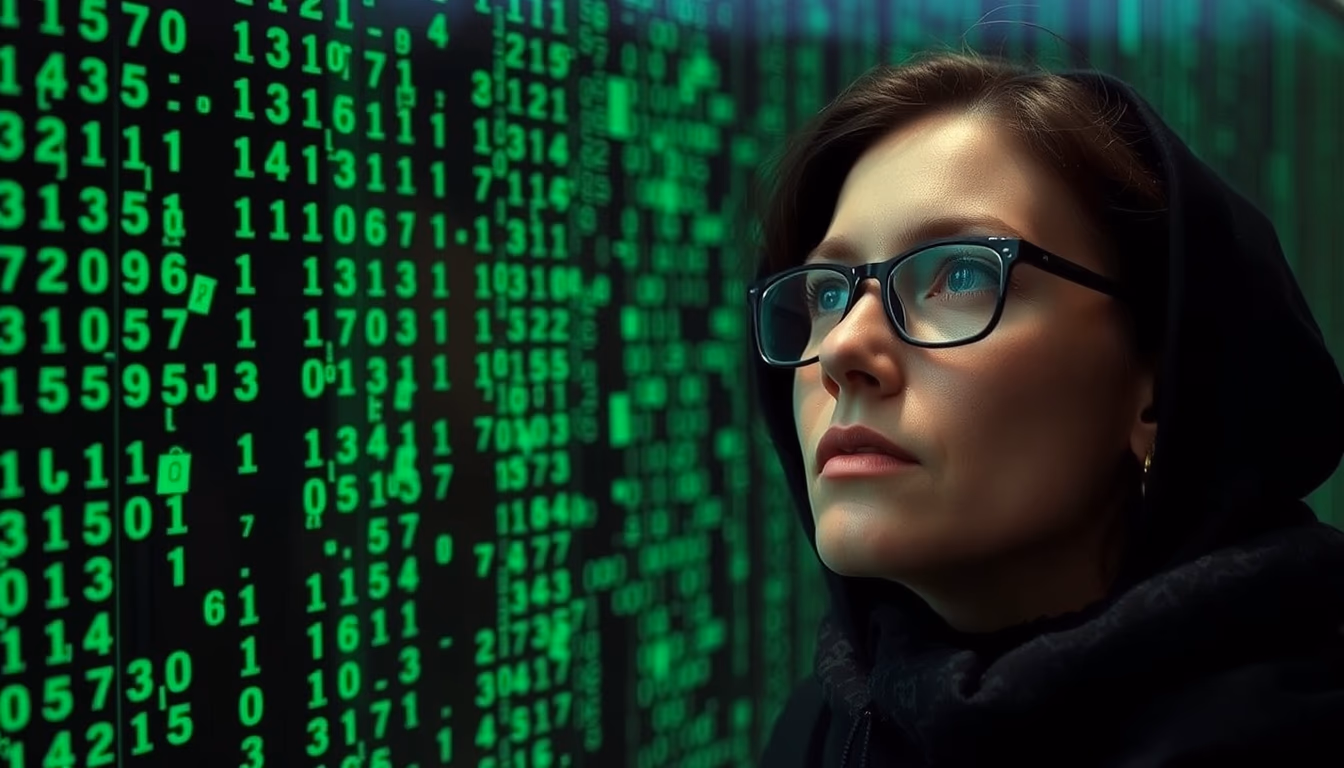 encryption matrix green code in editorial style