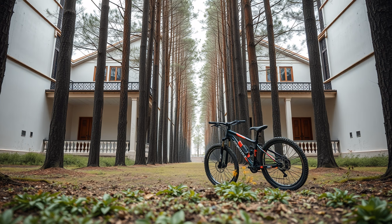 enduro bike forest in editorial style