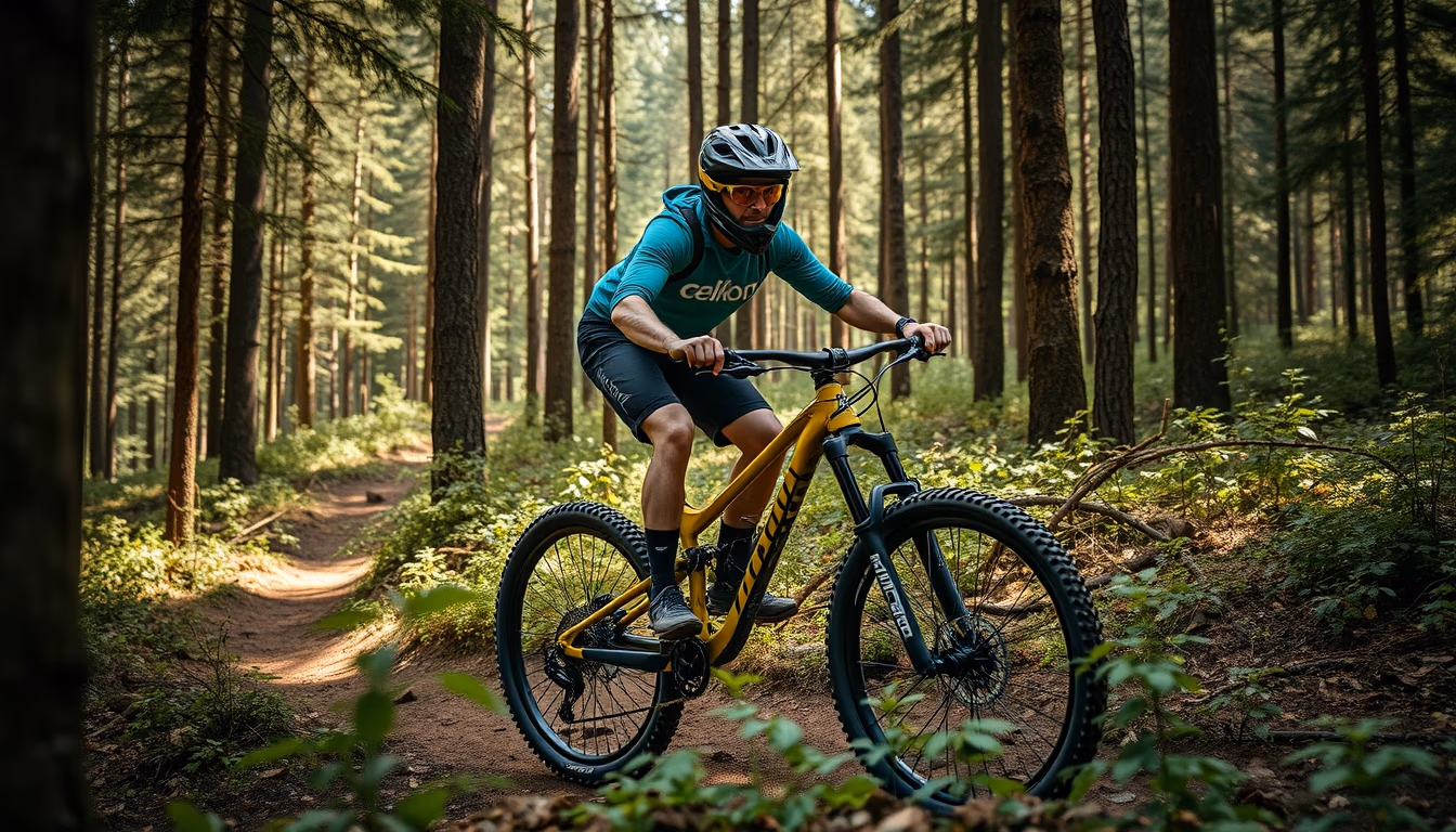 enduro bike forest in editorial style