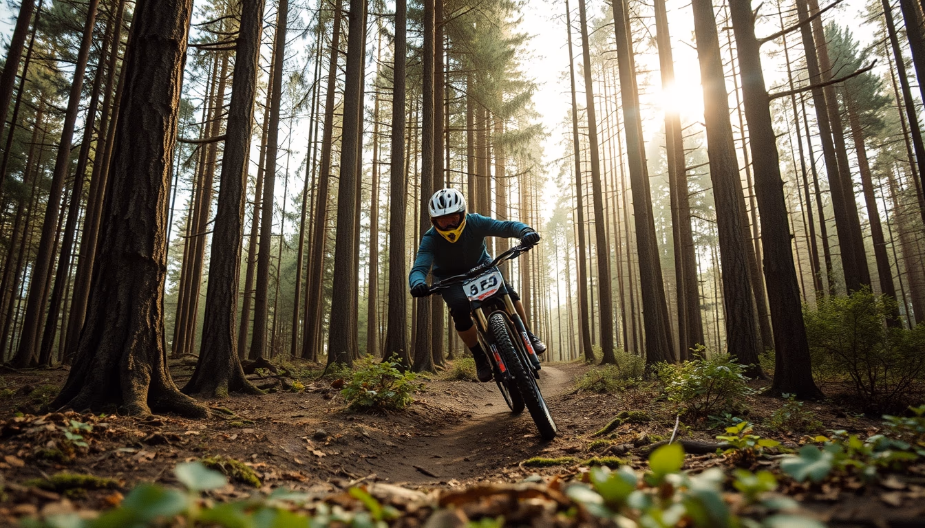 enduro bike forest in editorial style