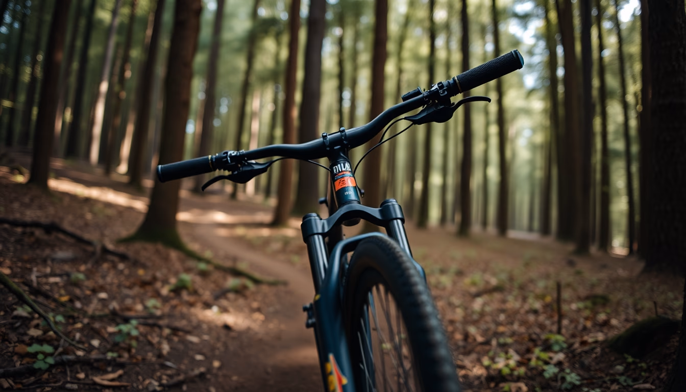 enduro bike forest in editorial style