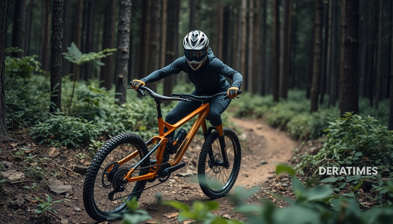 enduro bike forest in editorial style