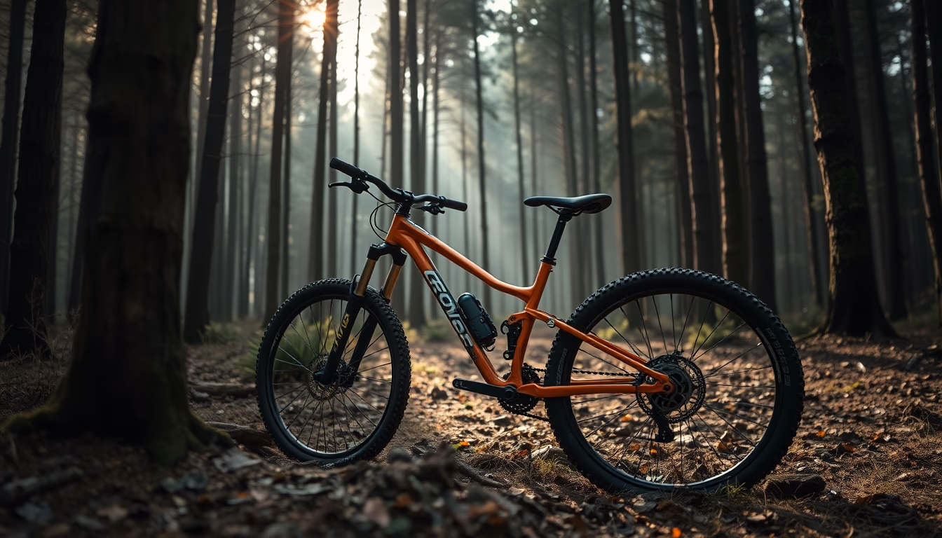 enduro bike forest in editorial style