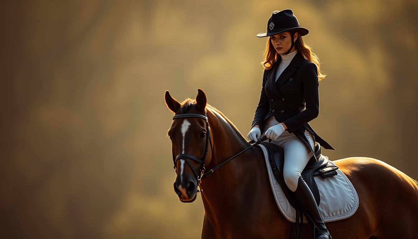 english saddle dressage in editorial style