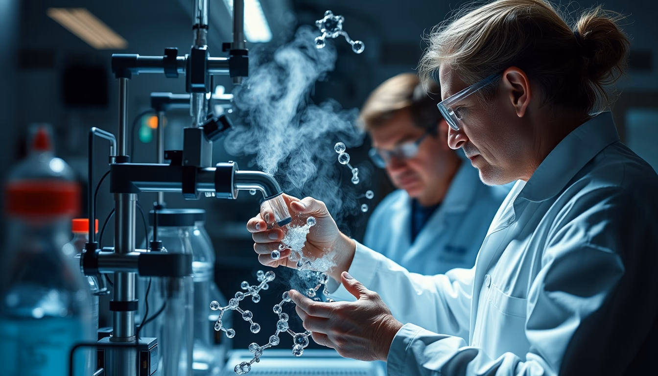 enzyme catalysis 3d in editorial style