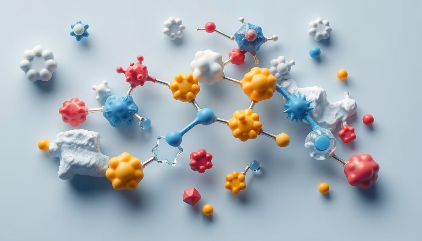 enzyme catalysis 3d in editorial style