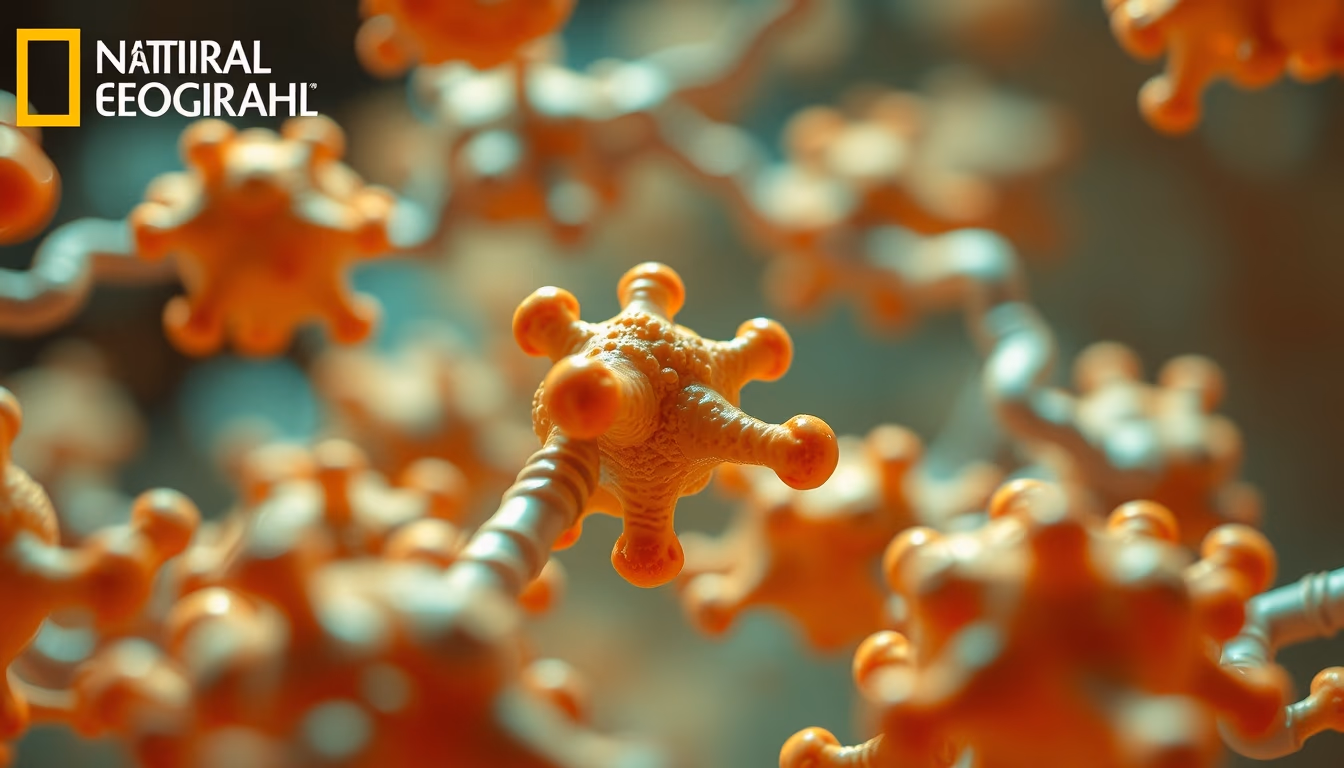 enzyme catalysis 3d in editorial style