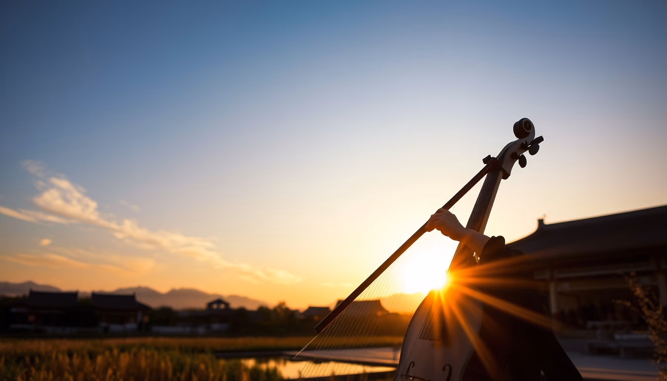 erhu chinese fiddle in editorial style