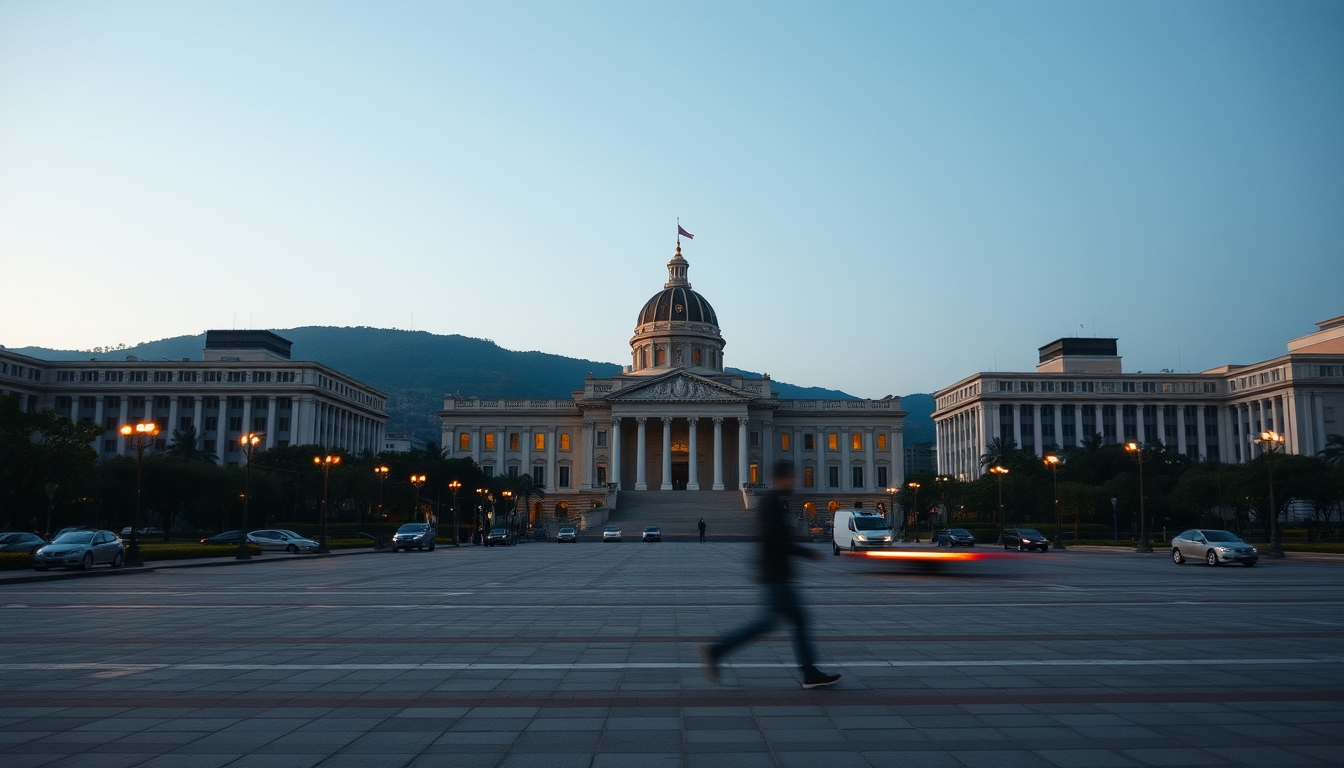 Esplanada dos Ministérios com Congresso Nacional em estilo editorial