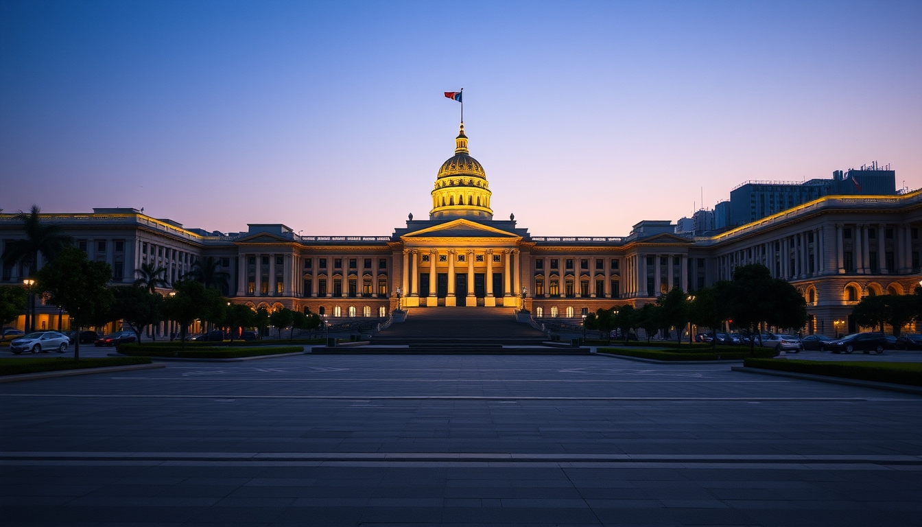 Esplanada dos Ministérios com Congresso Nacional em estilo editorial