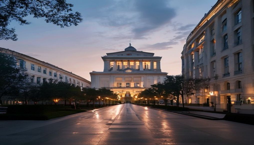 Brasília Ministries Esplanade with National Congress and ministerial buildings aligned in editorial style