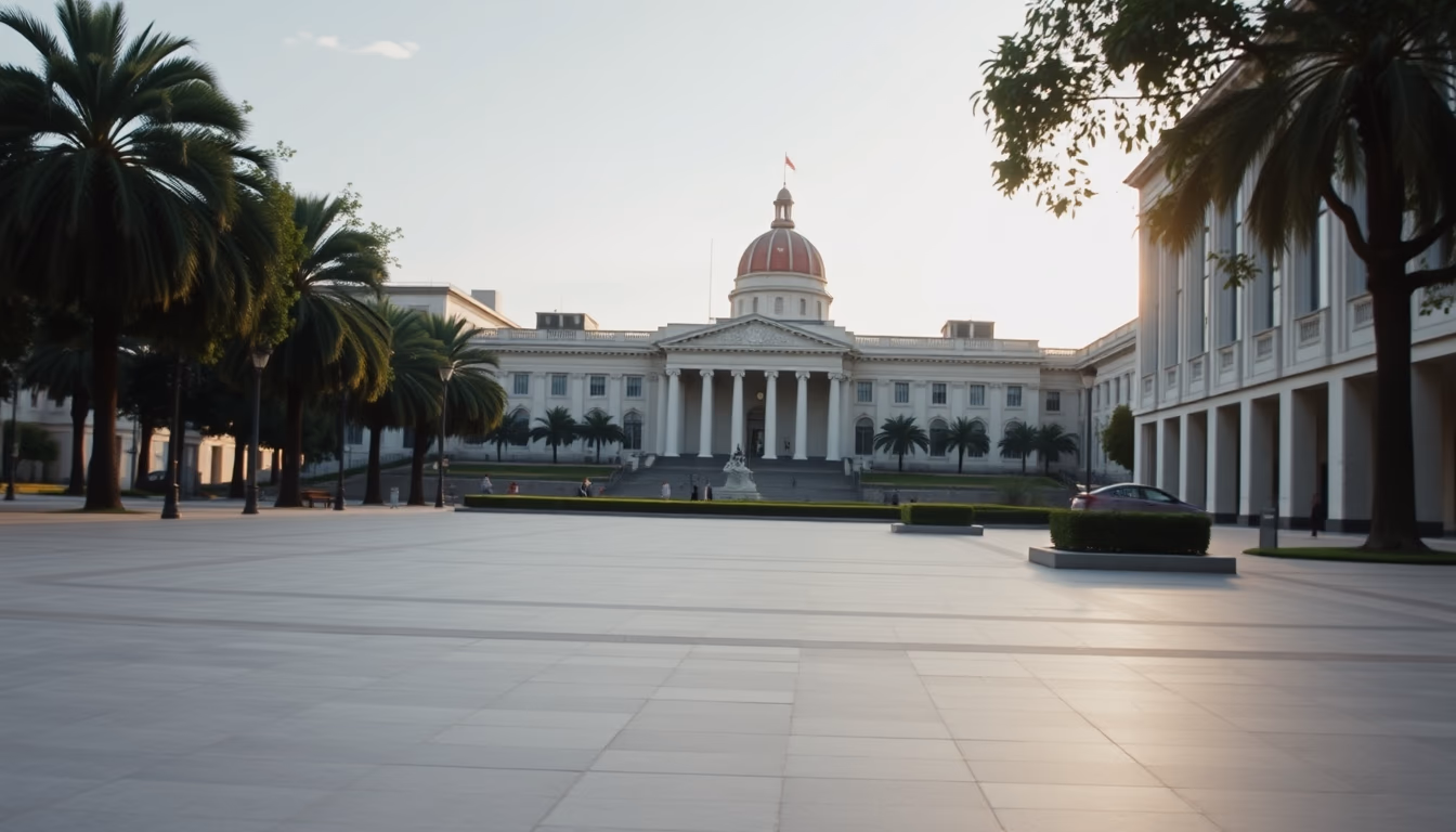 Brasília Ministries Esplanade with National Congress and ministerial buildings aligned in editorial style
