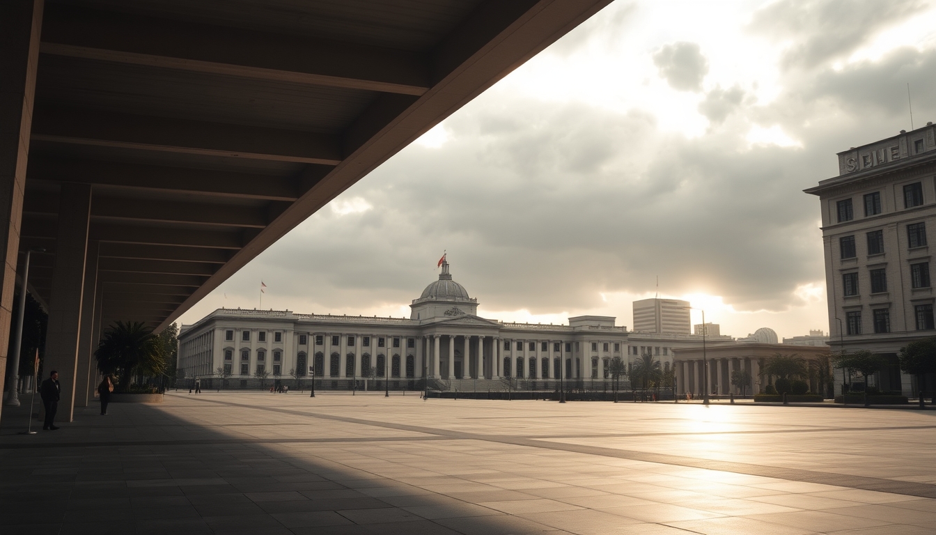 Esplanada dos Ministérios com Congresso Nacional em estilo editorial