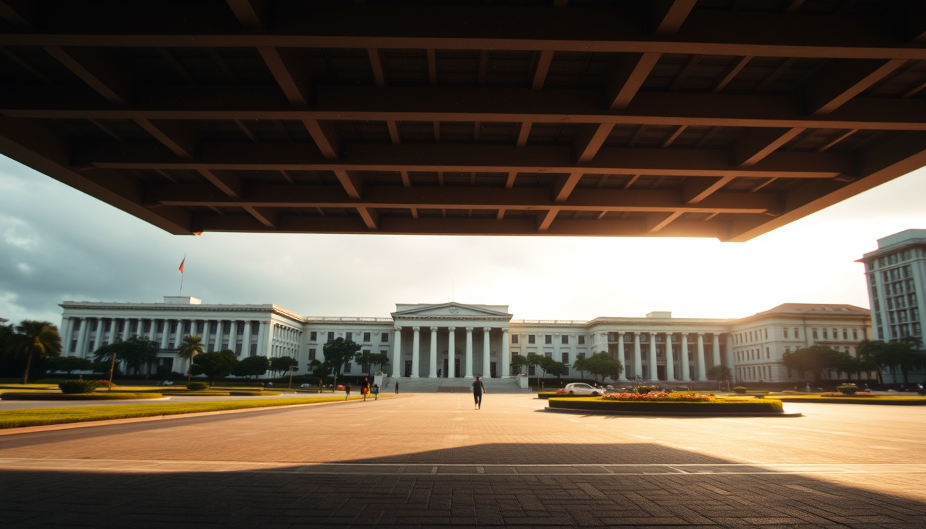 Brasília Ministries Esplanade with National Congress and ministerial buildings aligned in editorial style