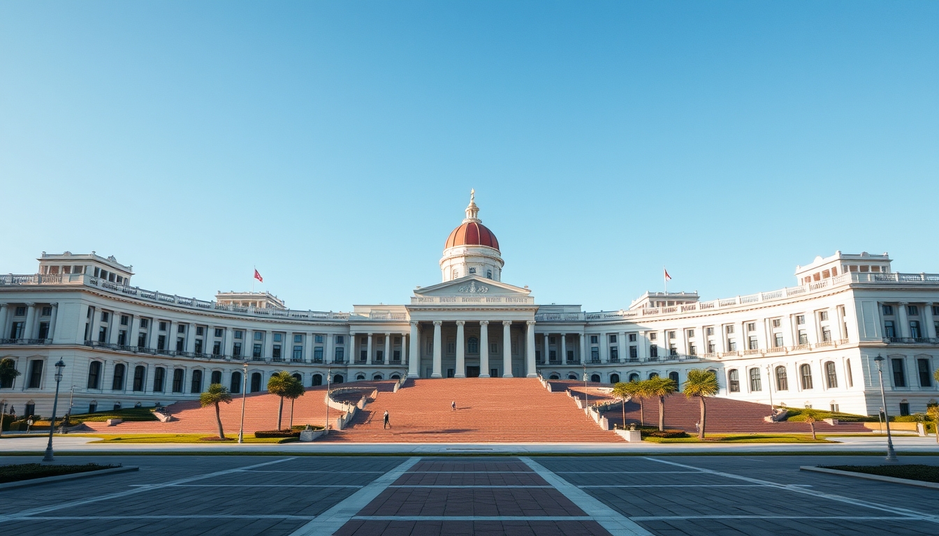 Esplanada dos Ministérios com Congresso Nacional em estilo editorial