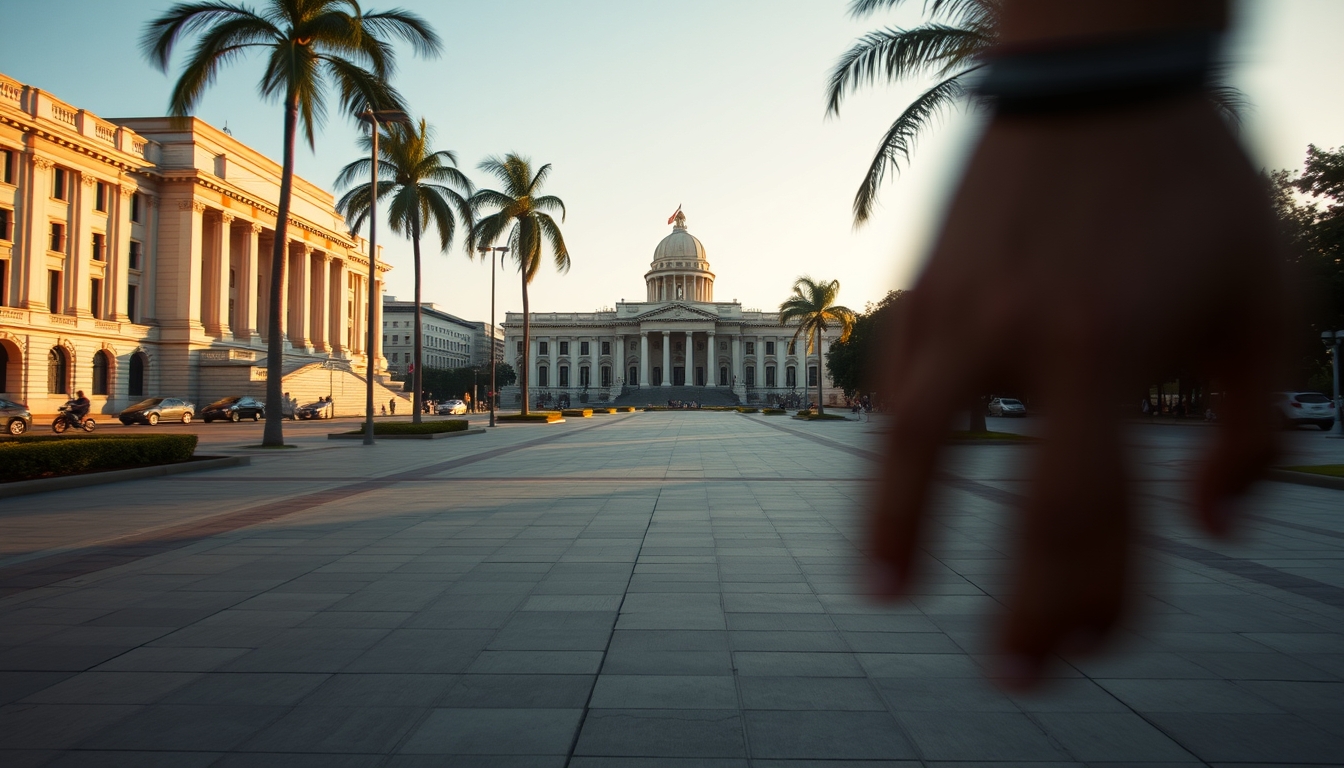 Esplanada dos Ministérios com Congresso Nacional em estilo editorial