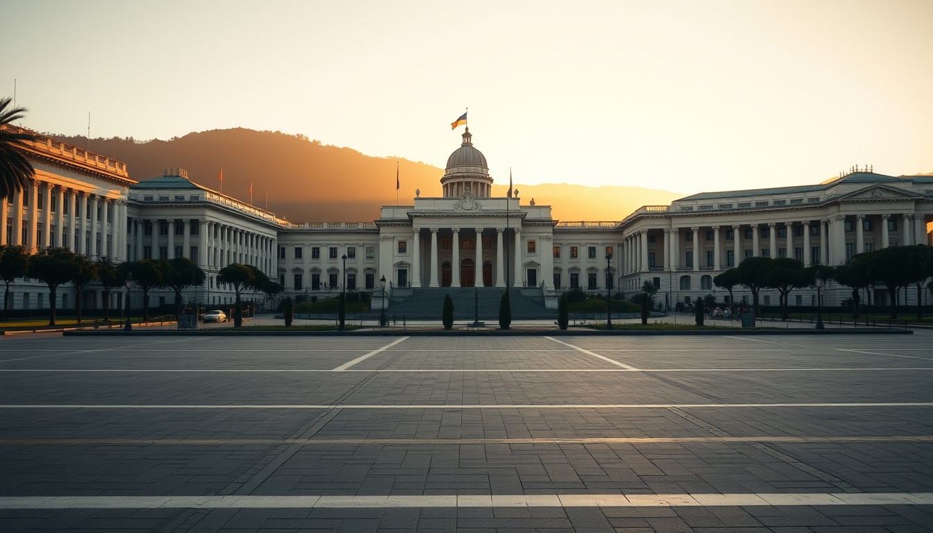 Brasília Ministries Esplanade with National Congress and ministerial buildings aligned in editorial style