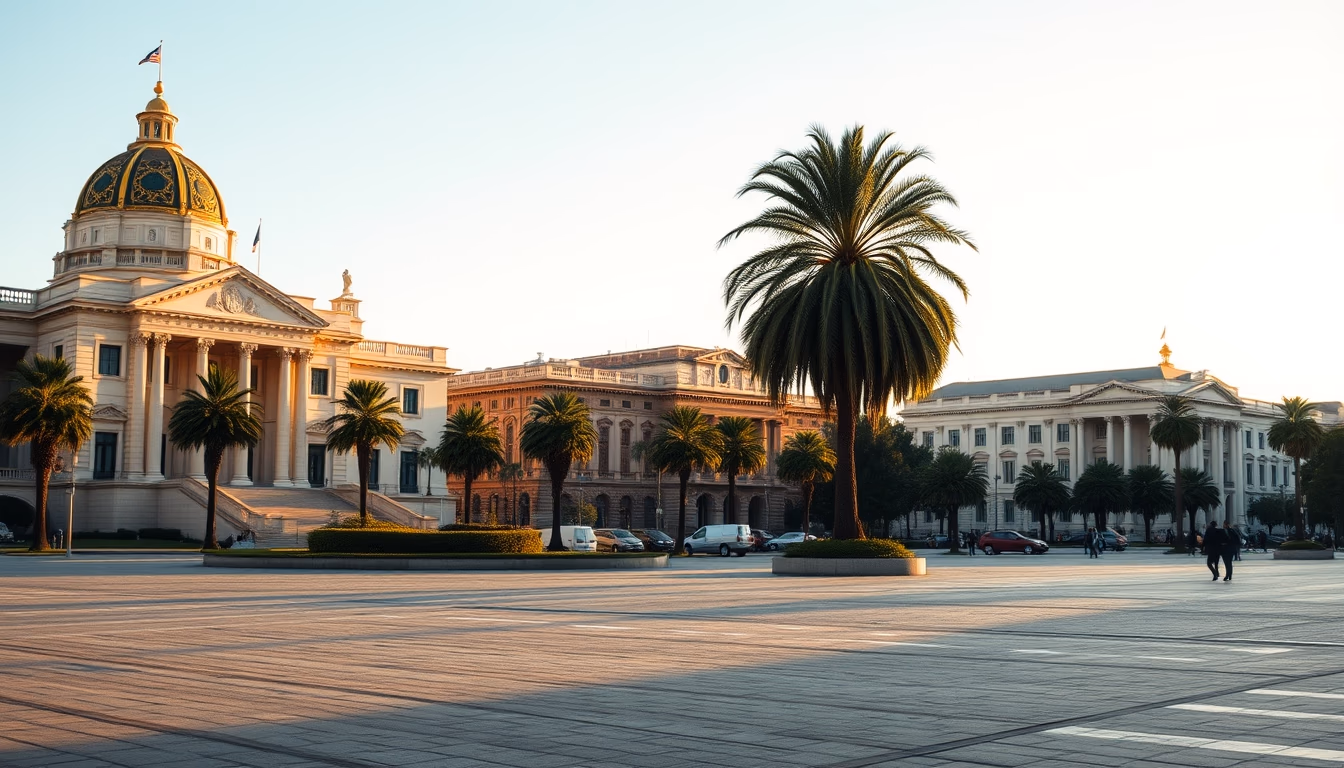 Brasília Ministries Esplanade with National Congress and ministerial buildings aligned in editorial style